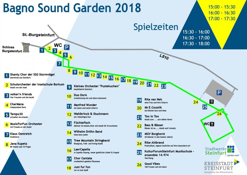 Spielplan zum Bagno Sound Garden 2018