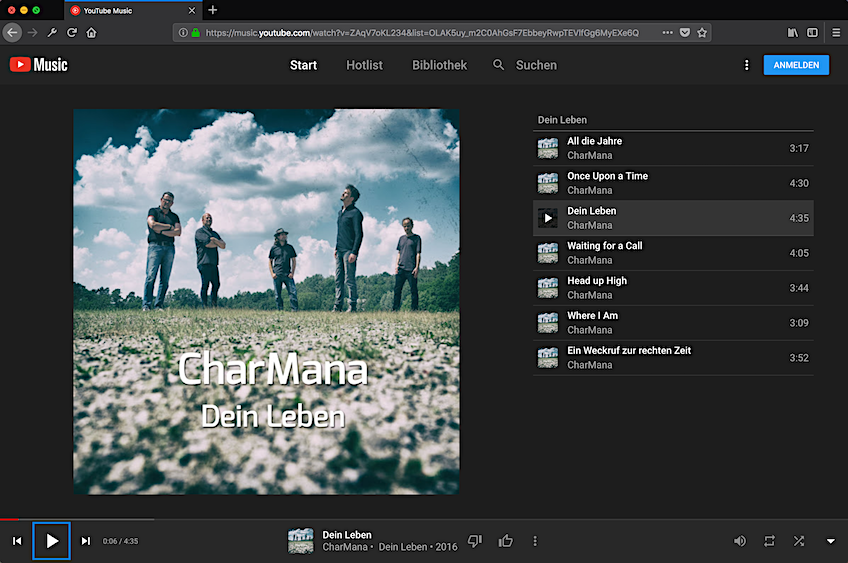 YouTube Music im Webbrowser